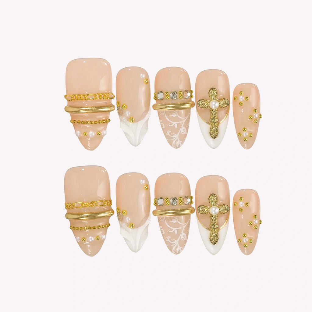 Saint Glow - Ersa Nails Nude White Gold PressOnNails