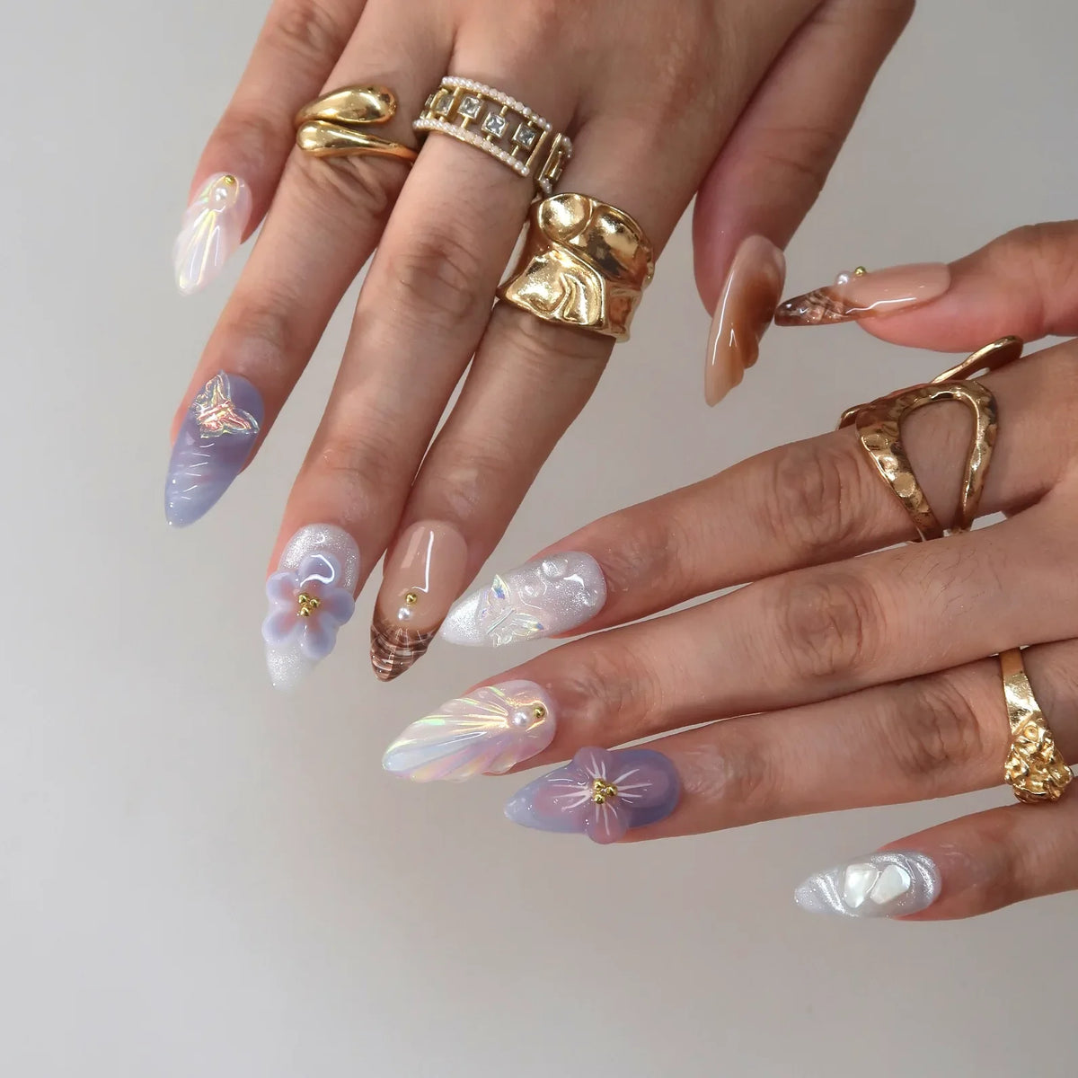 Sea Bling - Ersa Nails Nude Blue PressOnNails