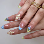 Sunday Picnic - Ersa Nails Nude Blue Yellow PressOnNails