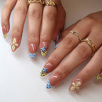 Sunday Picnic - Ersa Nails Nude Blue Yellow PressOnNails