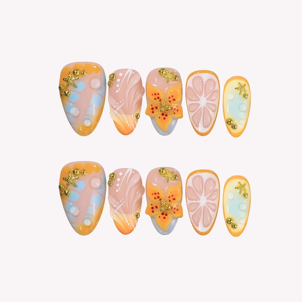 Sunset Fizz - Ersa Nails Orange Nude PressOnNails