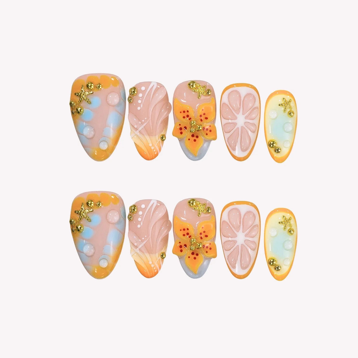 Sunset Fizz - Ersa Nails Orange Nude PressOnNails