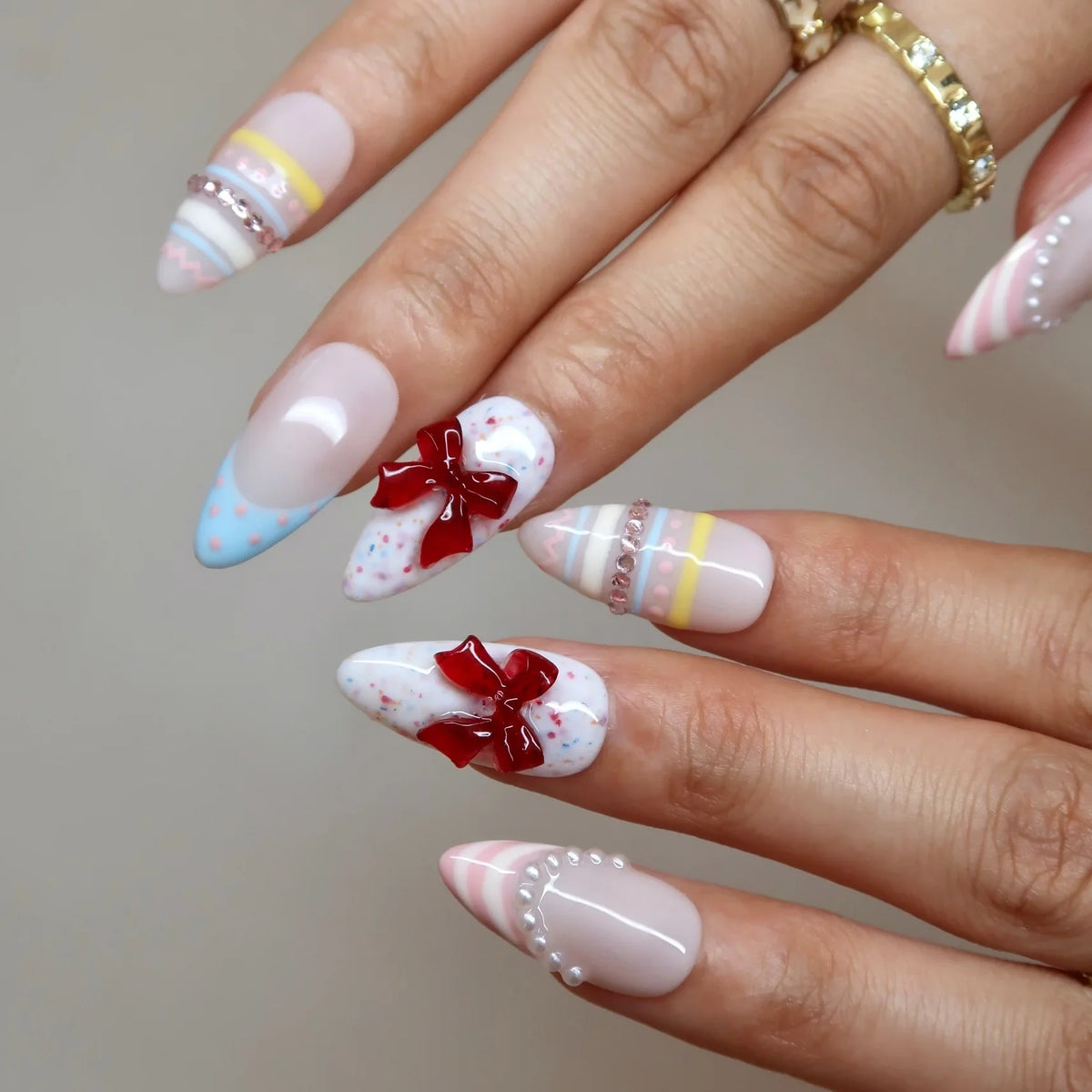 Sweet Confetti - Ersa Nails Nude White Blue Pink PressOnNails