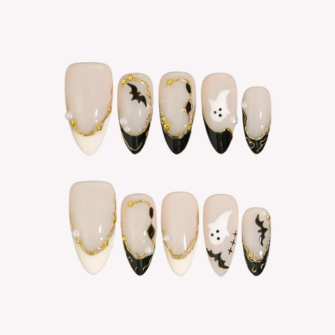 Sweet Tricks - Ersa Nails Nude Black PressOnNails