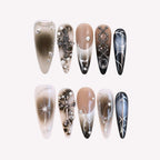 The Abyss - Ersa Nails Nude Black Silver PressOnNails