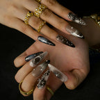 The Abyss - Ersa Nails Nude Black Silver PressOnNails