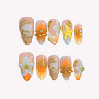Time To Shine - Ersa Nails Orange Blue PressOnNails