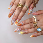 Time To Shine - Ersa Nails Orange Blue PressOnNails