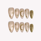 To The Moon - Ersa Nails Nude Gold PressOnNails