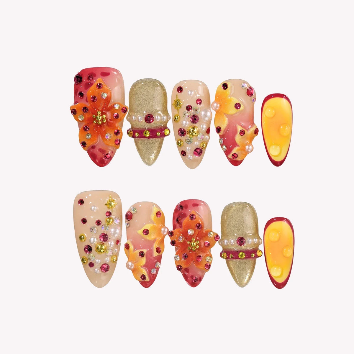 Tropical Cocktail- Ersa Nails Orange PressOnNails