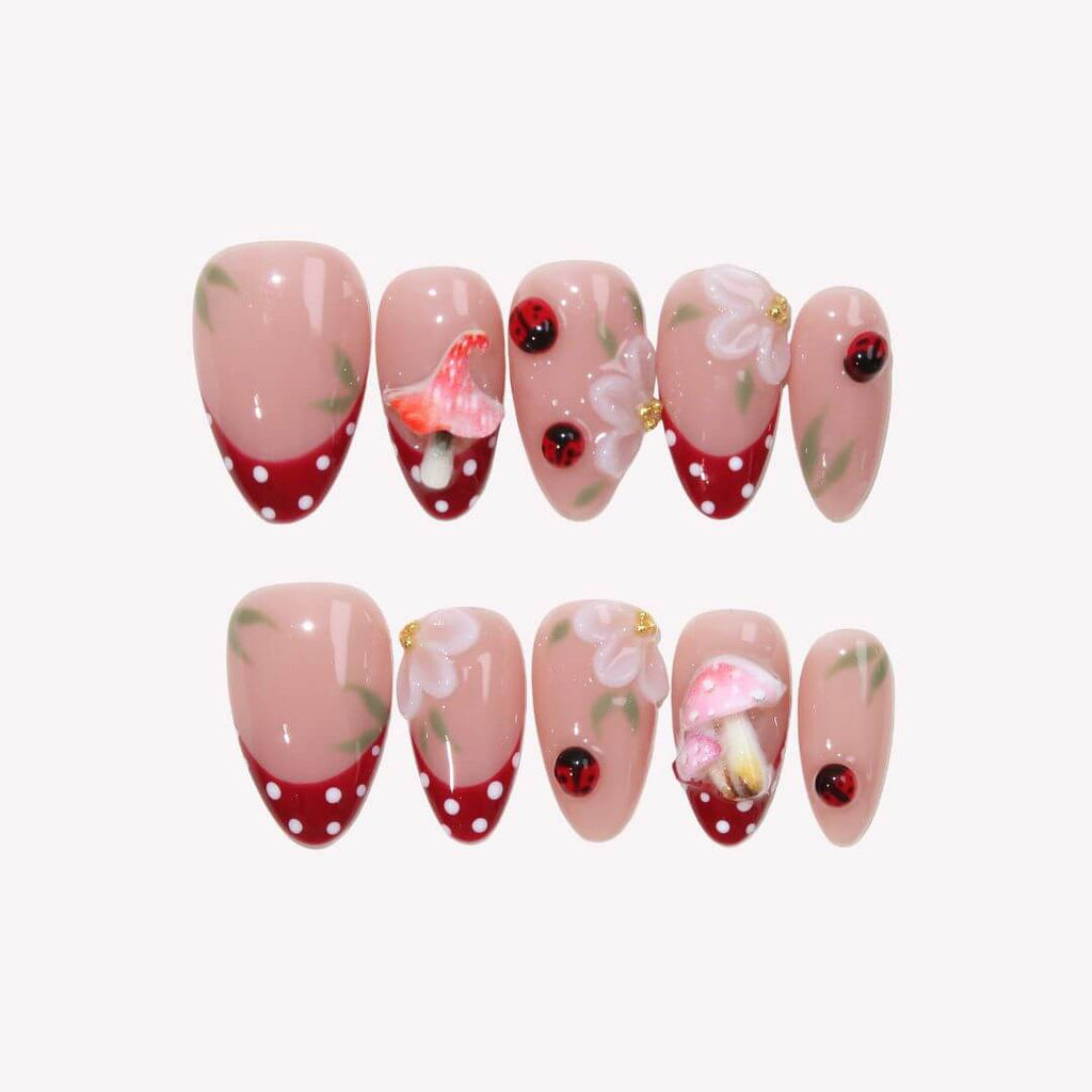 When the Rain Stops - Ersa Nails Nude Red PressOnNails