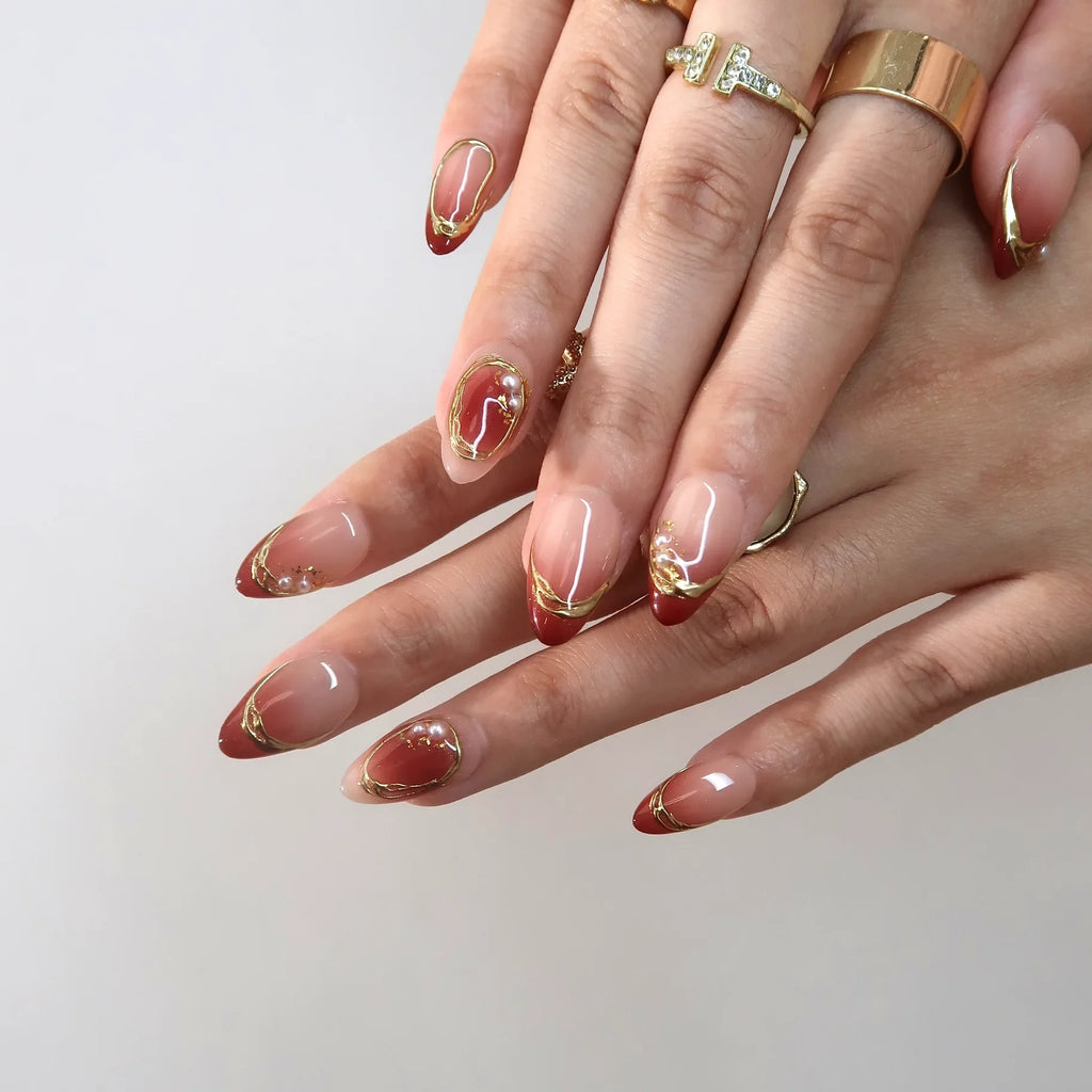 Wine O’Clock - Ersa Nails Nude Red PressOnNails