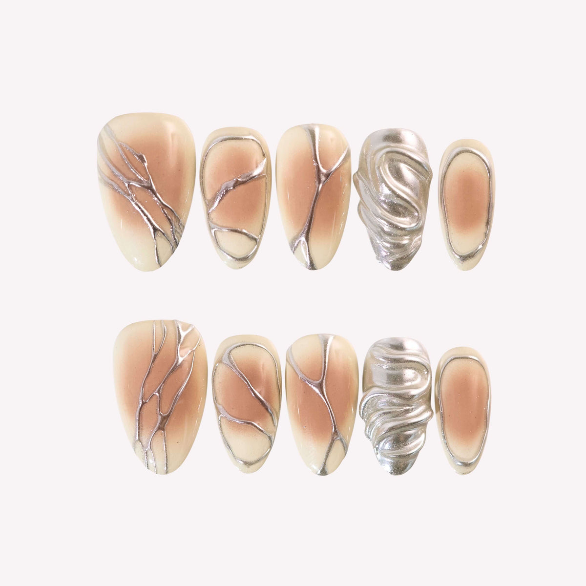 Wishful - Ersa Nails Silver Pink PressOnNails